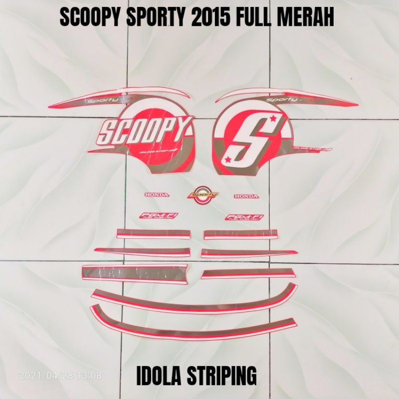 Striping Scoopy Sporty 2015 Full Merah