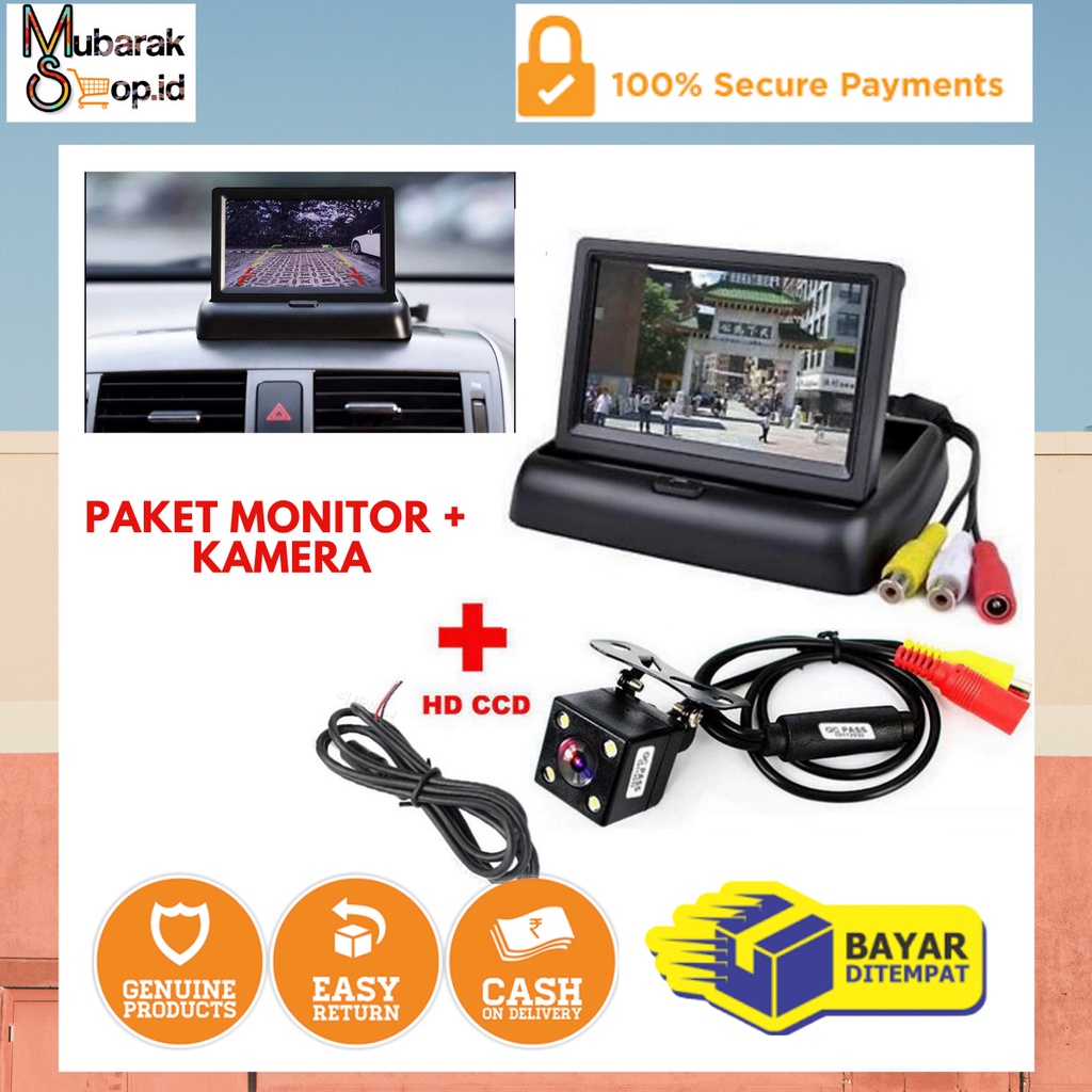Monitor Kamera Parkir Mobil 3,4 inchi + Kamera Parkir Mundur