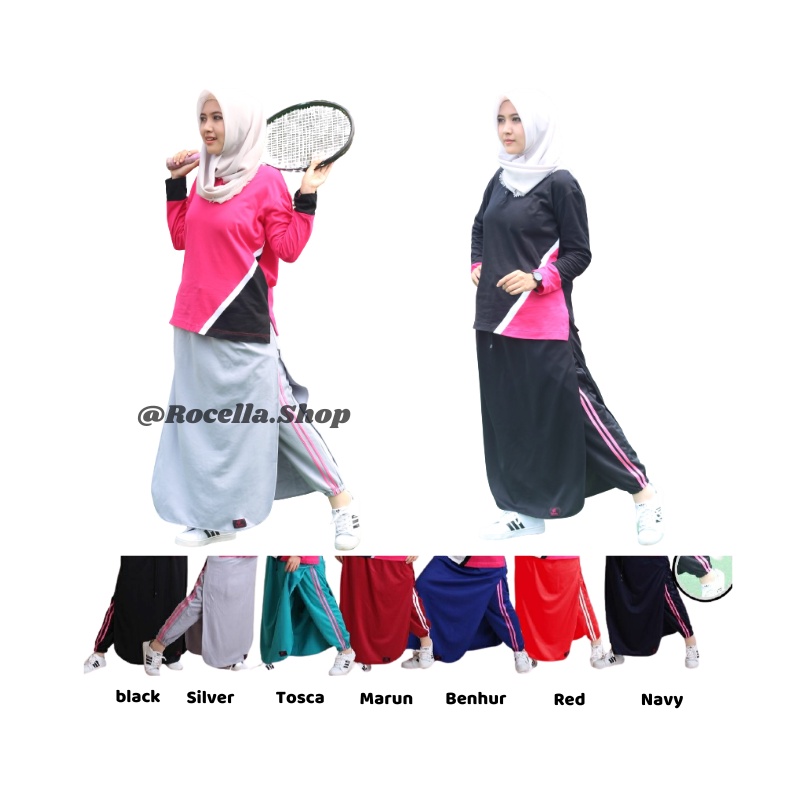 Rocella Rok Celana Trainy , Rok Olahraga Wanita  Wanita, Rok Celana Training Muslimah