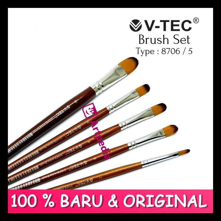 

V-Tec Brush 8706 Set 5 - Kuas Lukis Set 5 / Kuas Vtec Terlengkap