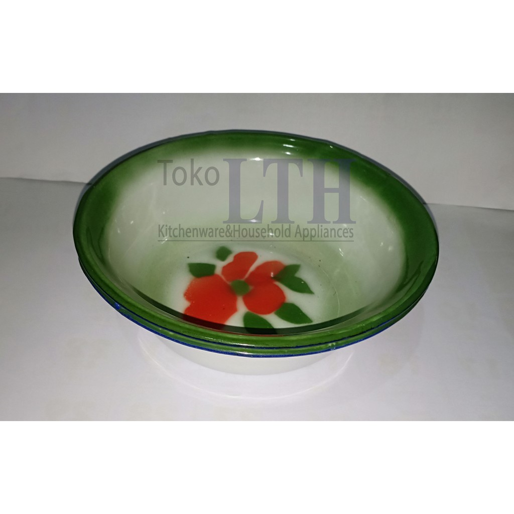 MANGKOK SENG 16 CM ENAMEL BASKOM KOBOKAN MANGKUK KALENG JADUL MOTIF KEMBANG PANCI RRT 16 CM