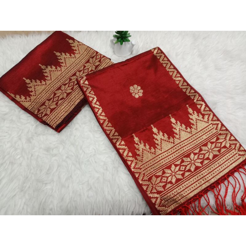 songket silungkang warna maroon gold