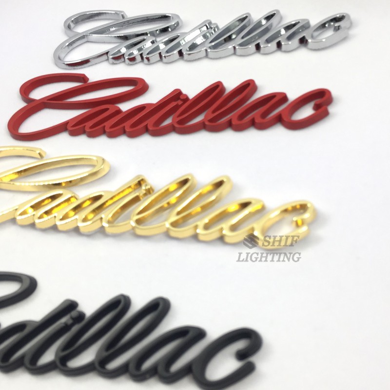 1pc Stiker Emblem Logo Cadillac 3d Bahan Metal Untuk Samping / Belakang Mobil