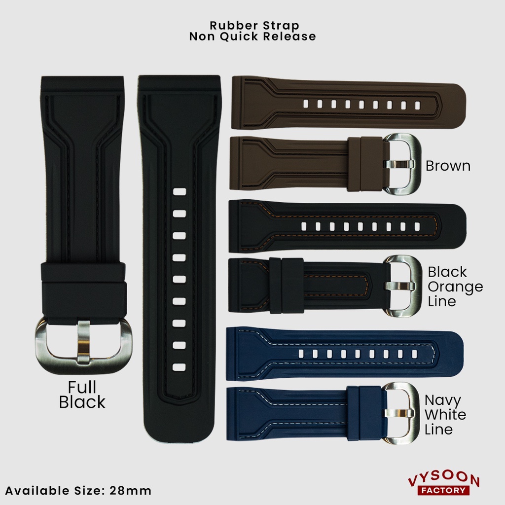 Rubber Strap Tali Jam Tangan Karet Silicone Universal 28mm Original