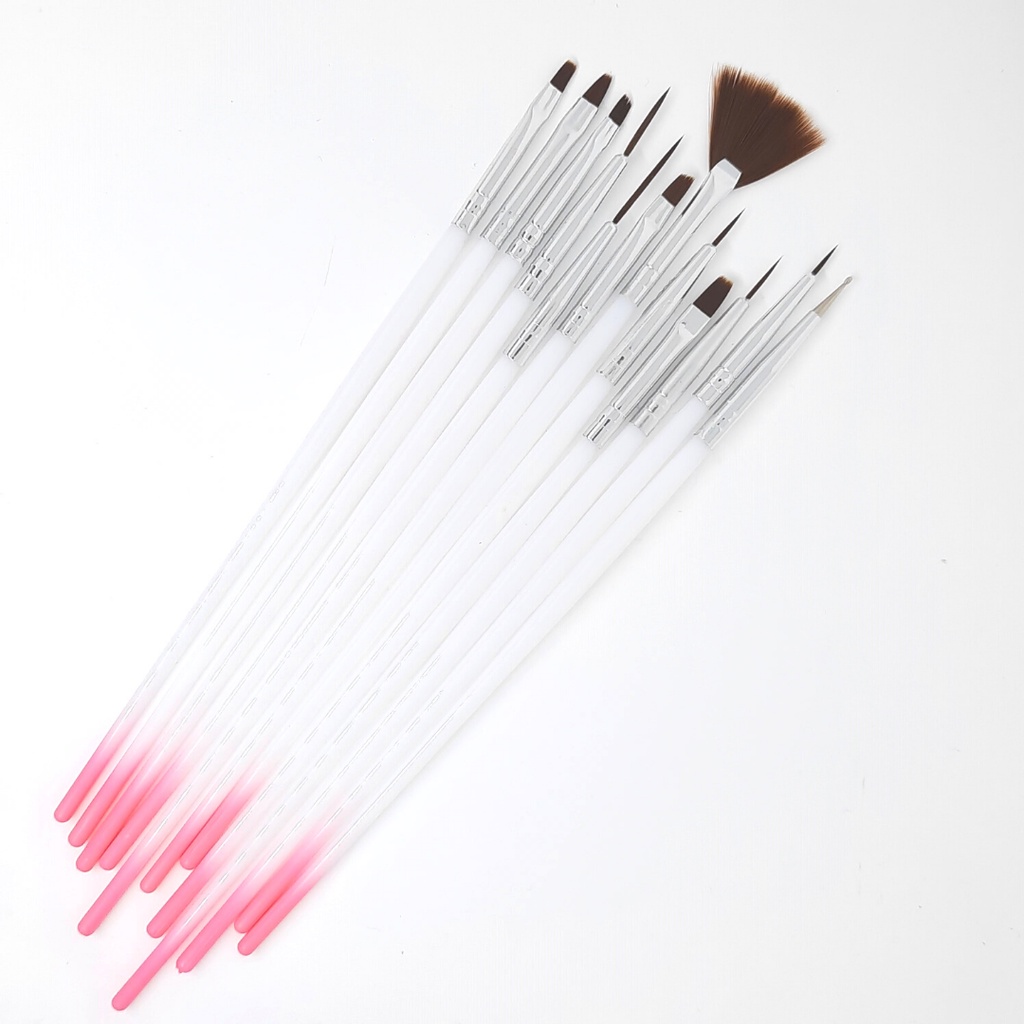 Brush Set 12 pcs Putih Ungu NP-60 Kuas Nail Art