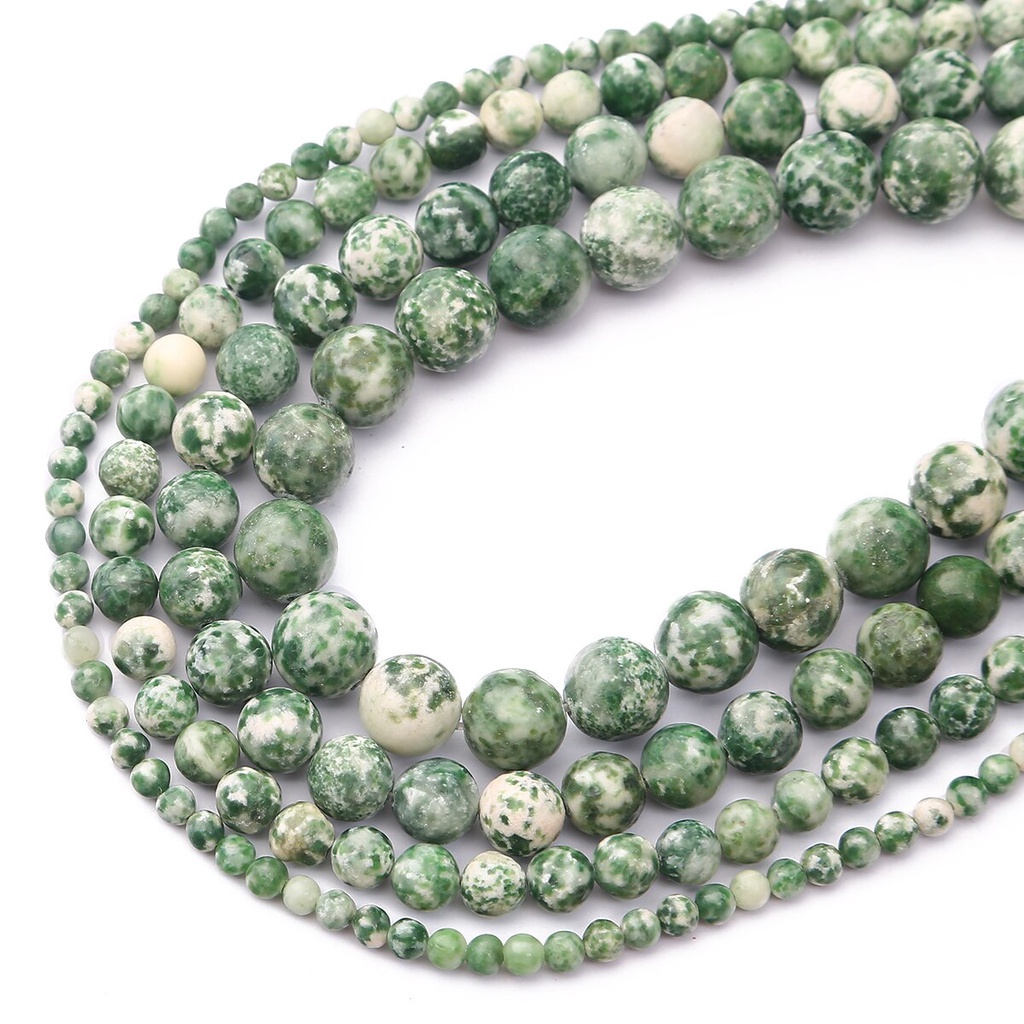 Manik Batu Green Dot Spot Manik-manik untuk Membuat Perhiasan DIY Gelang Anting-Anting Aksesoris 6/8/10/12 Mm