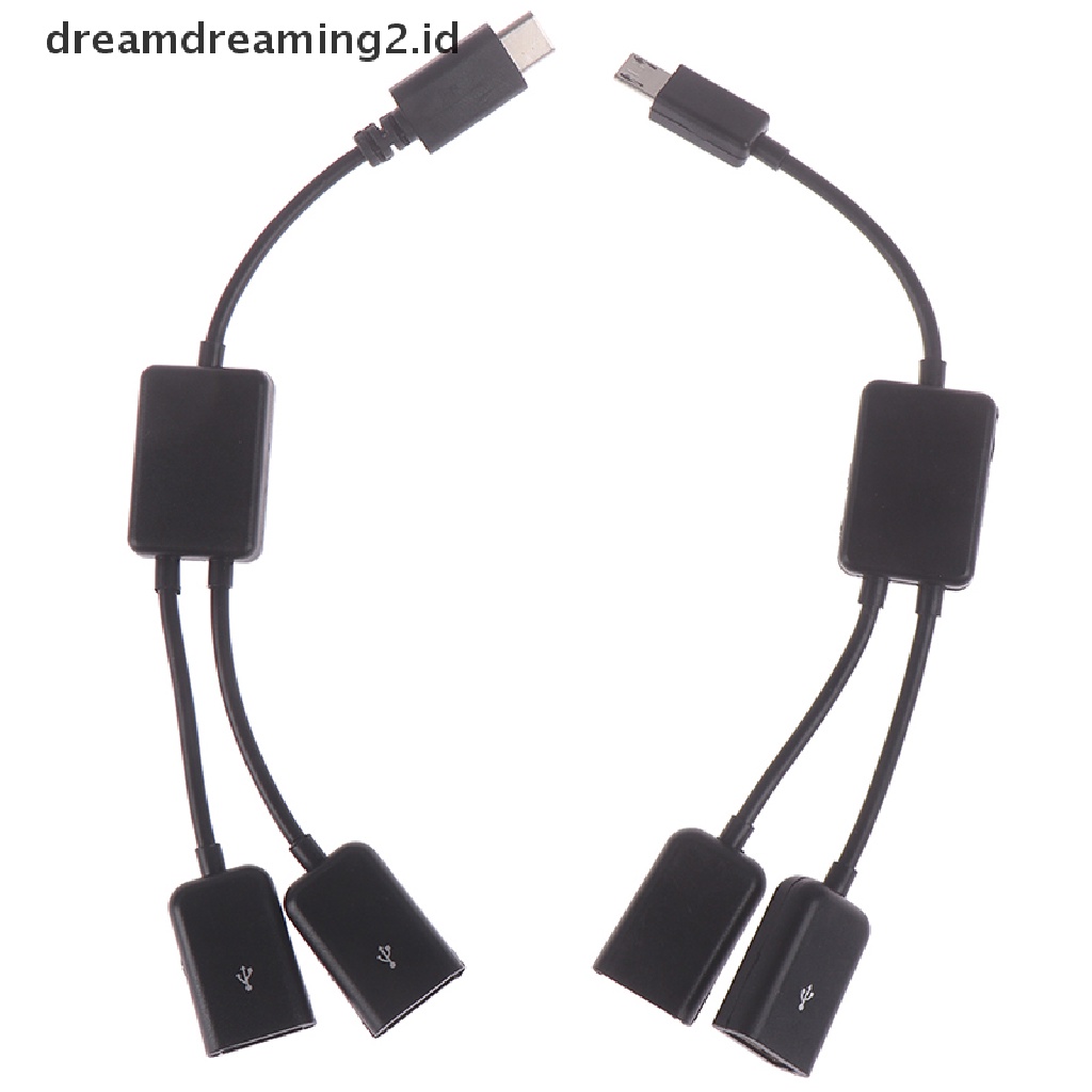 (Hot Style You Like) Adaptor Splitter Kabel Micro Usb / Type C Ke 2 Otg Female