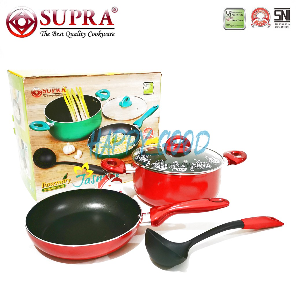 SUPRA 4PCS PANCI/FRYPAN/PENGGORENGAN SET TEFLON JASMINE
