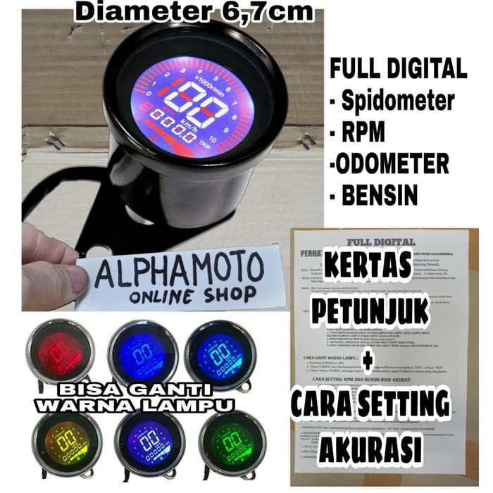 spidometer tachometer bensin rpm digital bulat speedometer universal