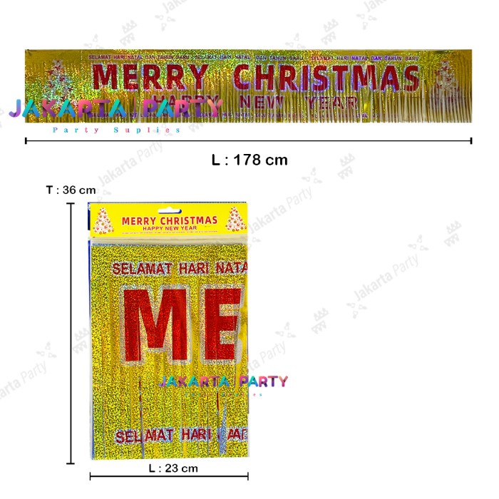 Garland Merry Christmas Glitter / Hiasan Pintu Natal / Banner Xmas