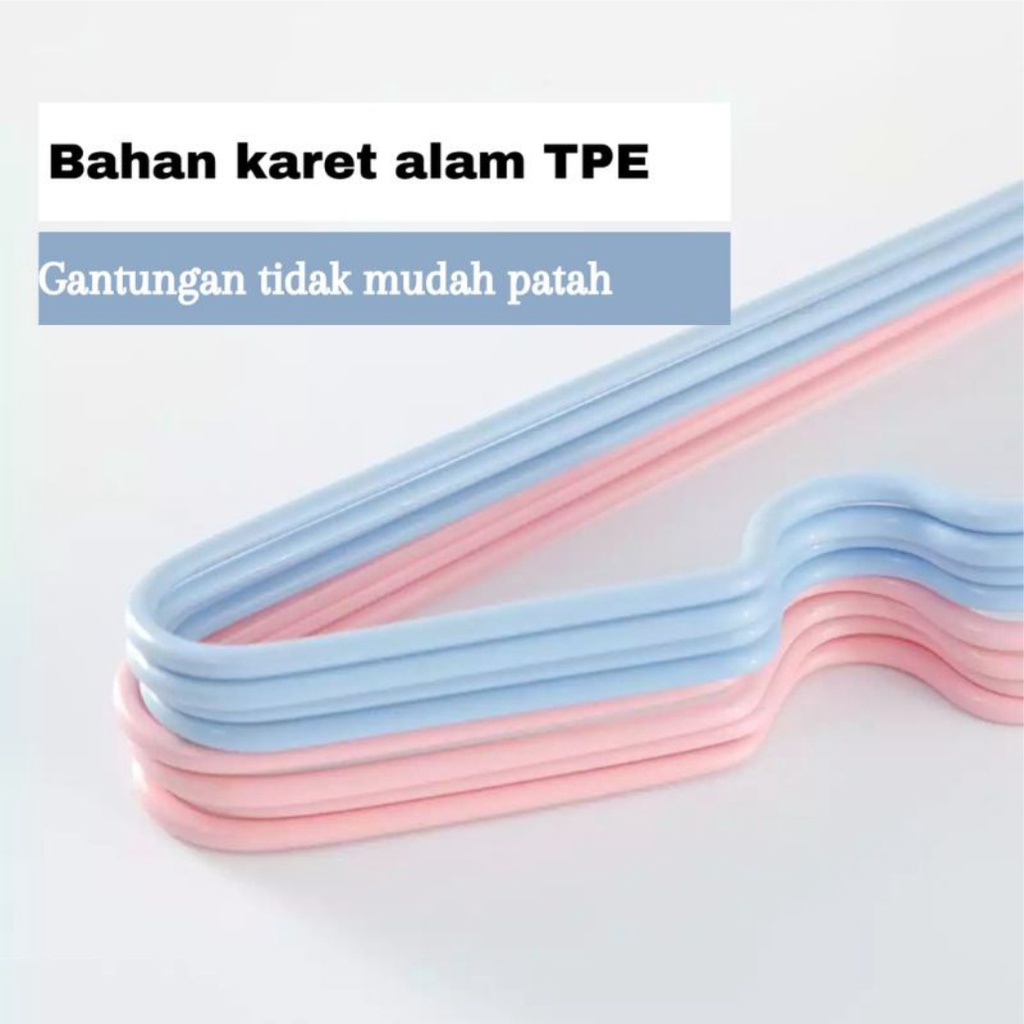 Hanger Baju Stainless Plastik Warna Anti Karat Gantungan Baju Isi 10pcs DR88