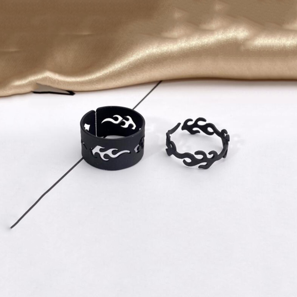 2pcs / Set Cincin Model Terbuka Bahan Metal Warna Gold / Silver Adjustable Untuk Wanita