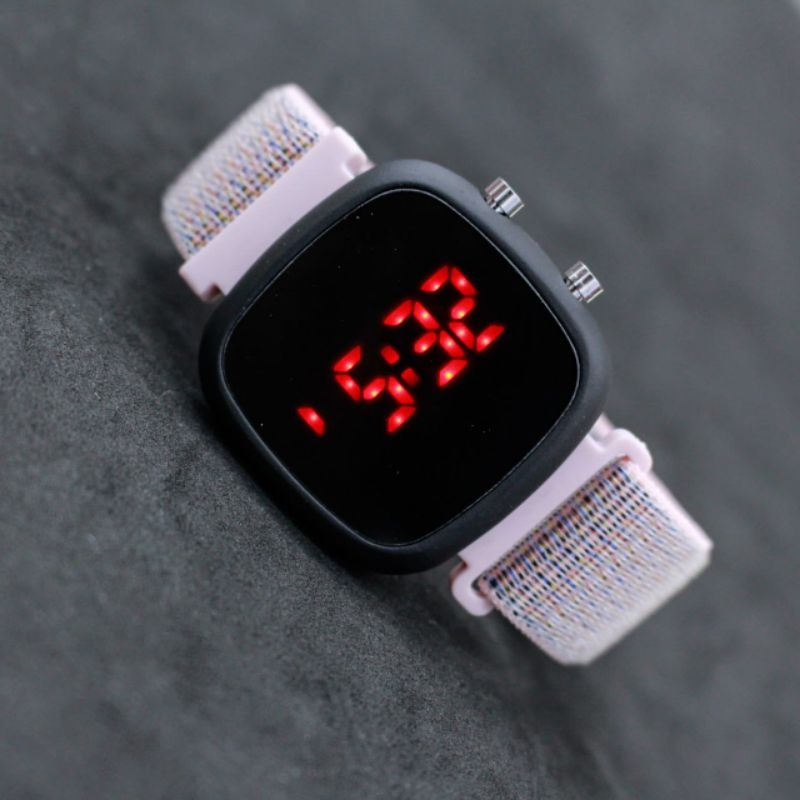 JAM TANGAN LED WATCH OVAL CANVAS CEWEK COWOK STRAP CANVAS