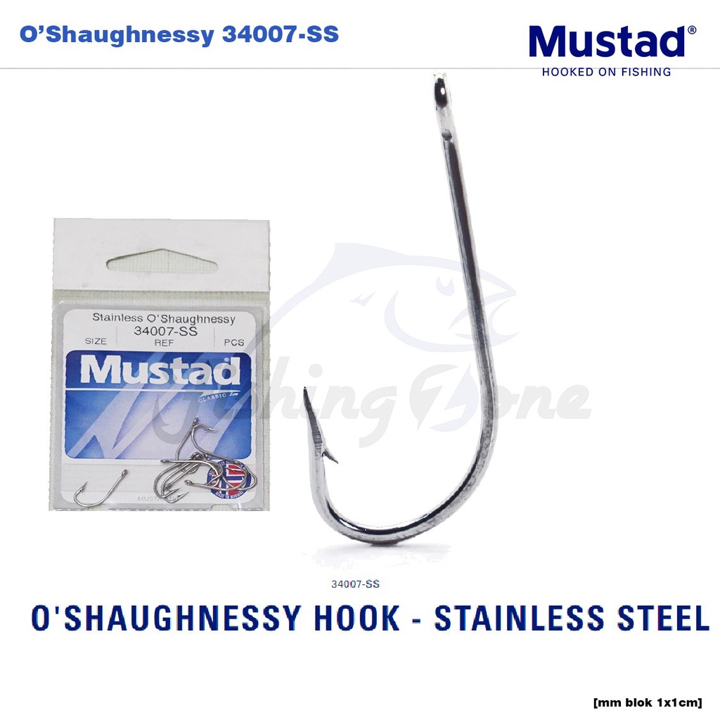 Mustad O SHAUGNESSY Stainless Steel Hook 34007-SS Mata Kail ujung tajam Pancing Laut Tahan Karat