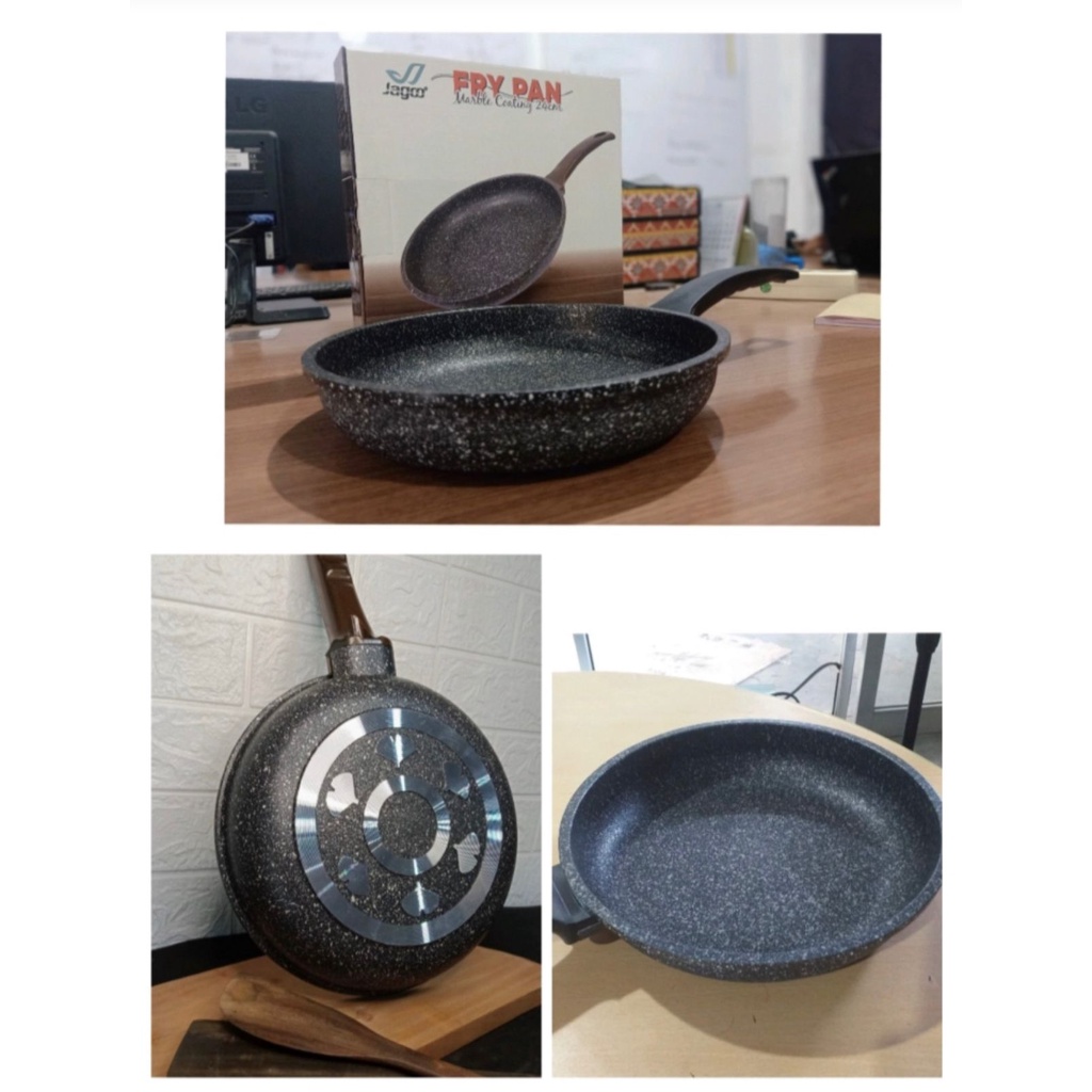 Fry Pan  Induksi Marble 24 CM Teflon Frypan Wajan Marbel Penggorengan Panci Fry Wok