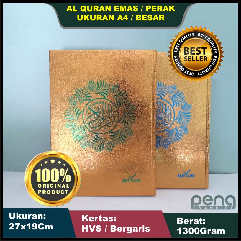 Al quran emas dan perak ma'sum besar A4 HVS