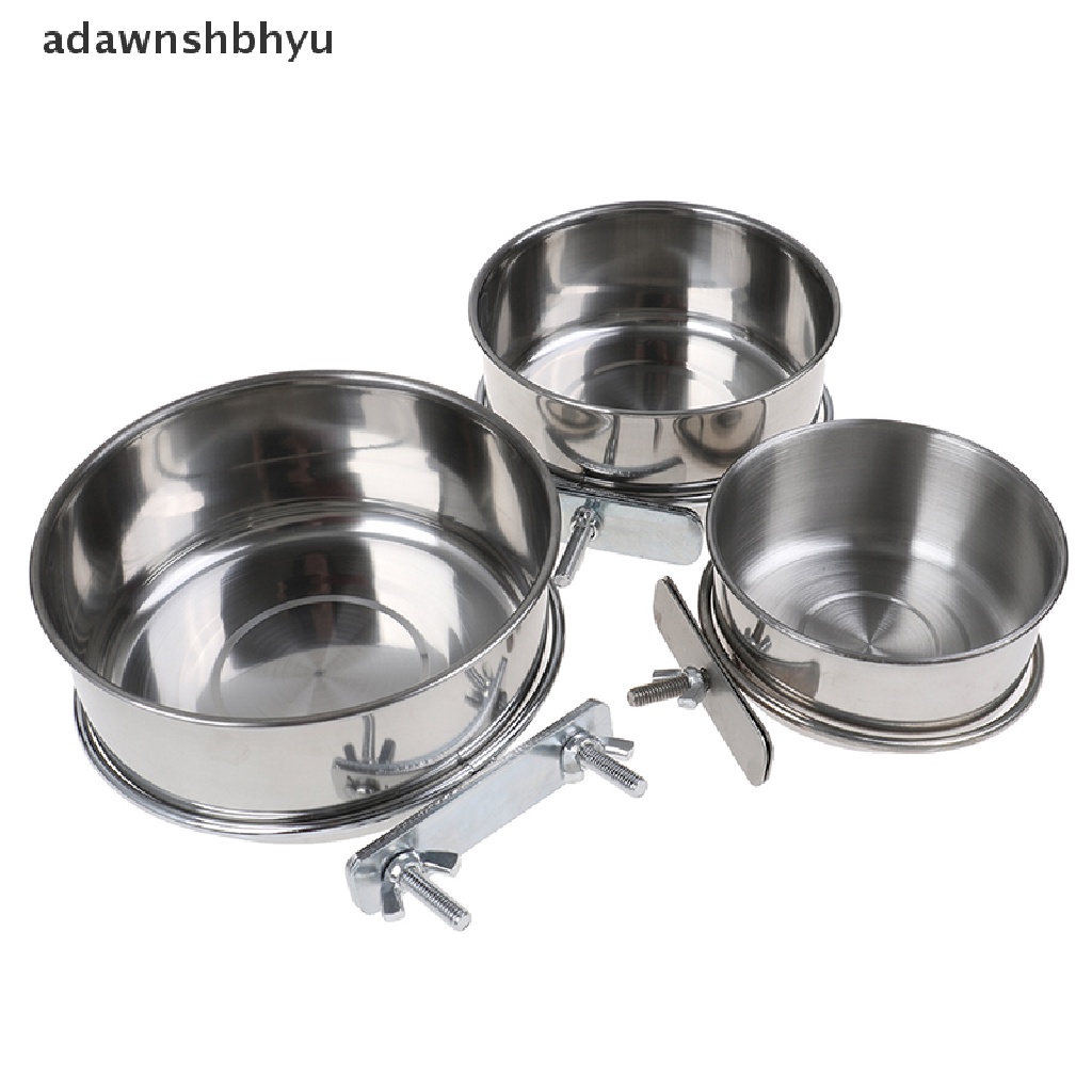 Adawnshbhyu Pet Hanging Bowl Stainless Steel Makan Anjing &amp; Kucing Makanan Air Burung Piring Kandang Mangkuk