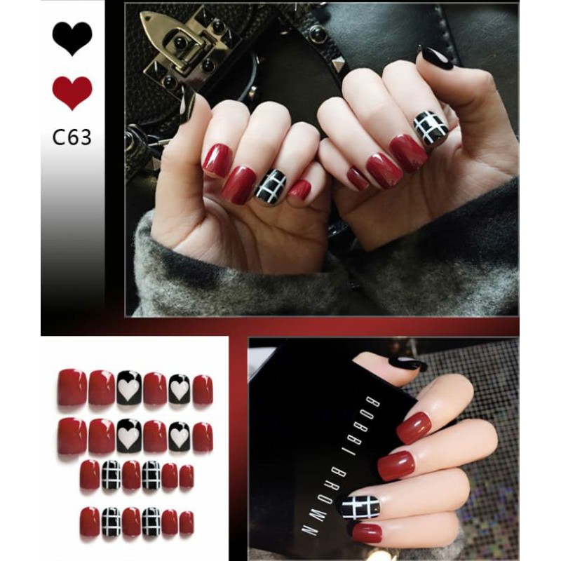 kuku palsu isi 24 fake nails free lem nail art wedding false nail hokkyshop