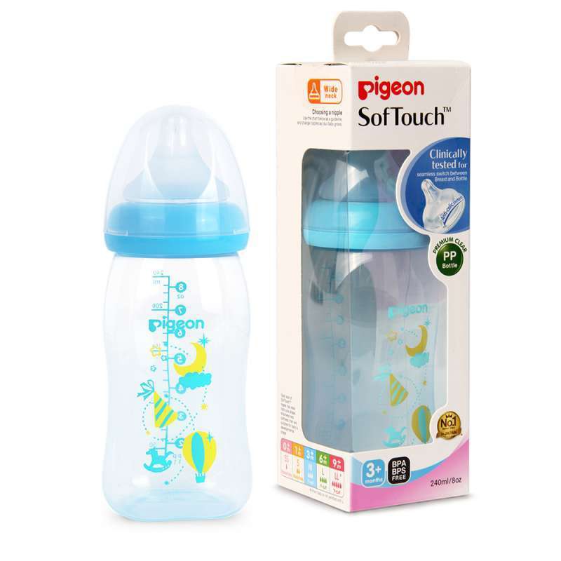 *FRAULEINCO* Pigeon Botol Susu PP Clear Wide Neck 240ml Pink Blue