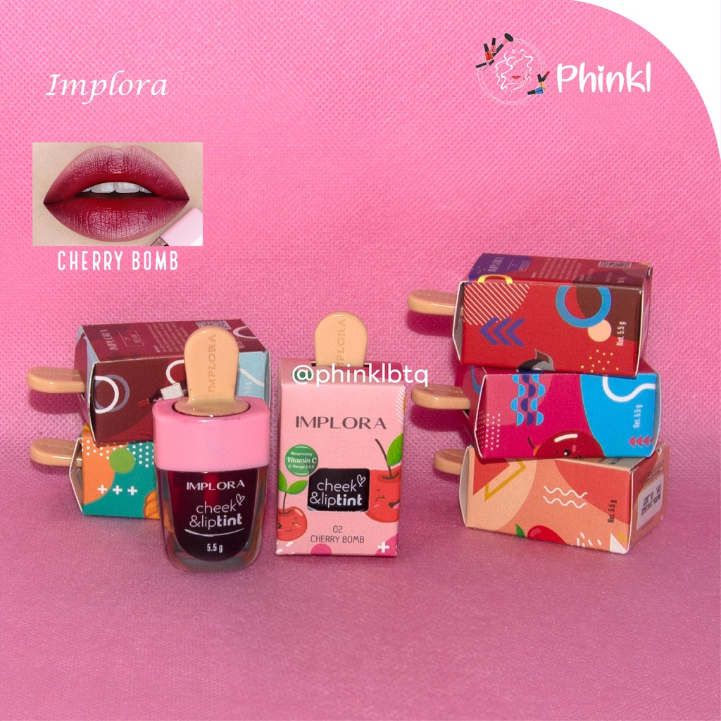 `ღ´ PHINKL `ღ´Implora  ɪ ᴍ ᴘ ʟ ᴏ ʀ ᴀ  lip tint ice cream &amp; jelly tint cheeck imut korea ombre