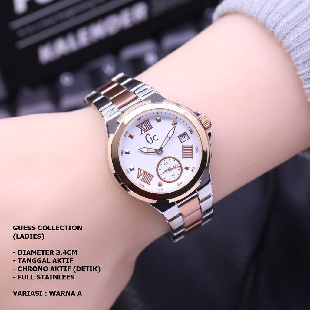 JAM TANGAN WANITA GC RANTAI BODY BULAT TANGAL &amp; CHRONO AKTIF