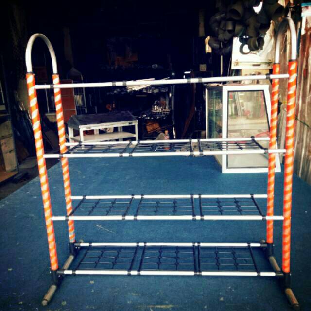 Rak sepatu aluminium 4 susun