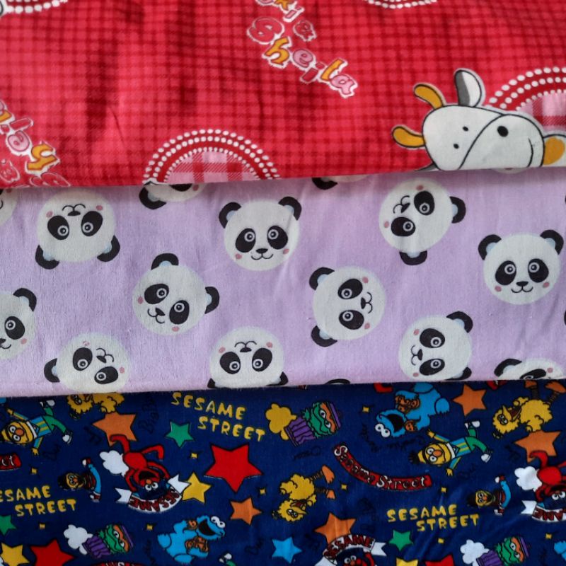 Kain Katun Meteran Kartun Sesame Street Panda Sapi