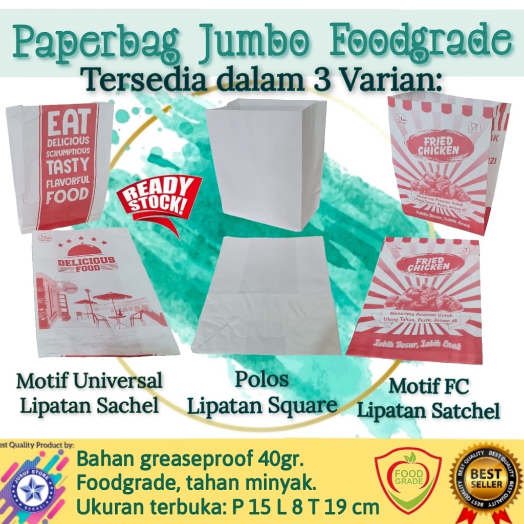 

Kantong Makanan Paperbag Jumbo Foodgrade @50pcs