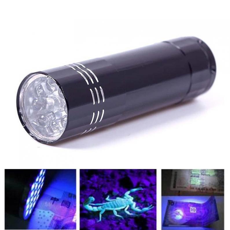 Senter Kecil Ultraviolet 400 nm 9 LED / Center UV 9 Lampu 400 nm / Senter Kecil / Senter Genggam