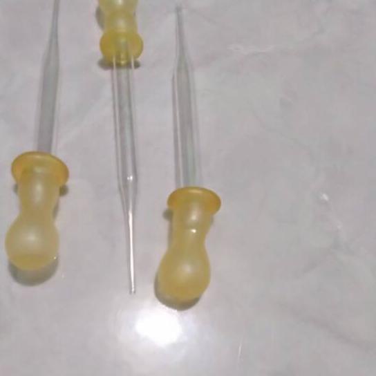 Pipet Pendek Kaca Dot Kuning/pipet kaca <