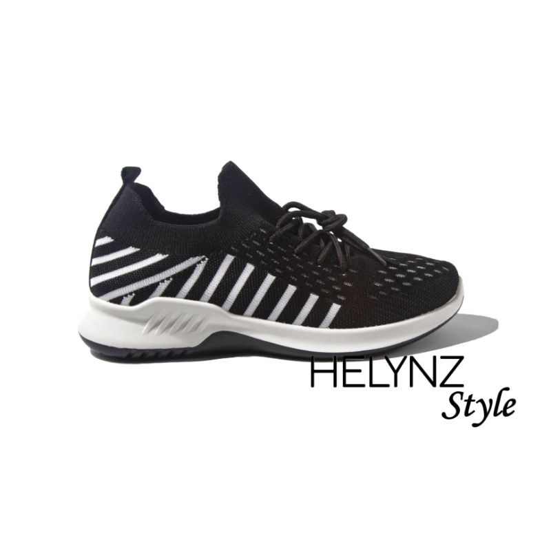 SFOS - Sepatu Wanita Sneakers Import Shoes Flyknit AntiSlip Soft Canvas RKEMO2746 (1KG MUAT 2PASANG)-BLACK