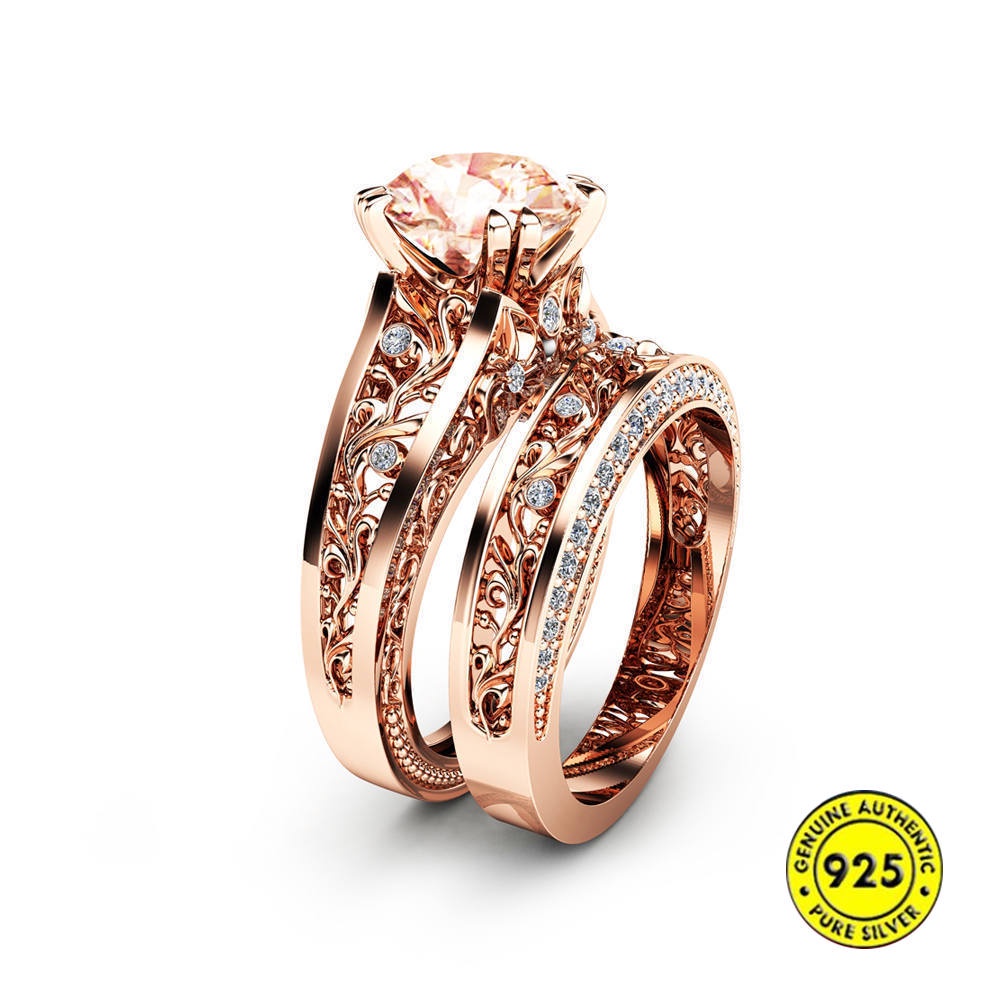 New 14K Rose Gold Champagne Gemstone Engagement Ring