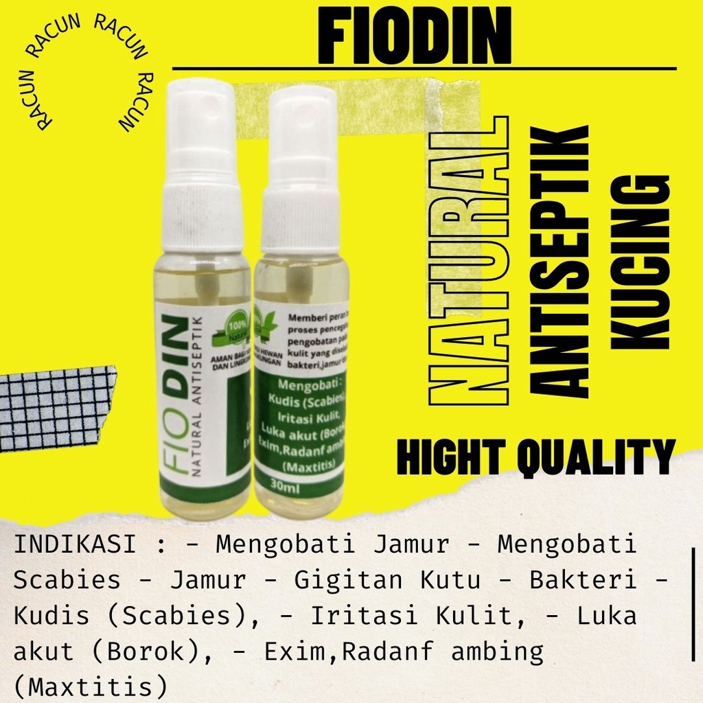 Spray Jamur Kucing Obat Jamur Scabies Kucing Fiodin Alami FEZONE