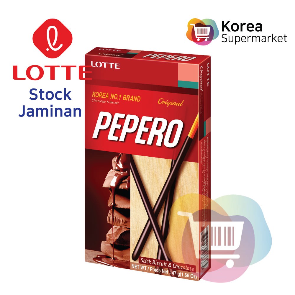 Lotte Pepero Choco Original 47g/Biskuit Coklat Original