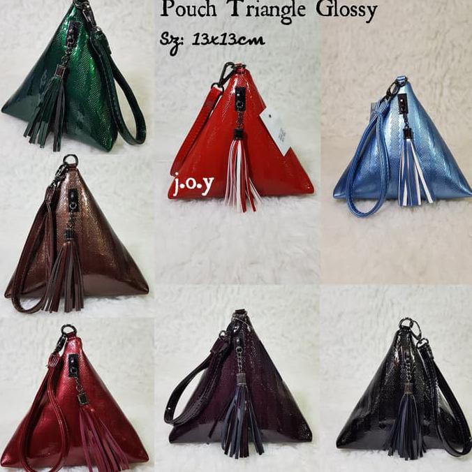 Barang Berkualitas Tas Wanita/Tas Import/Tas Branded/Pouch/Pouch Triangle GLOSSY MURAH