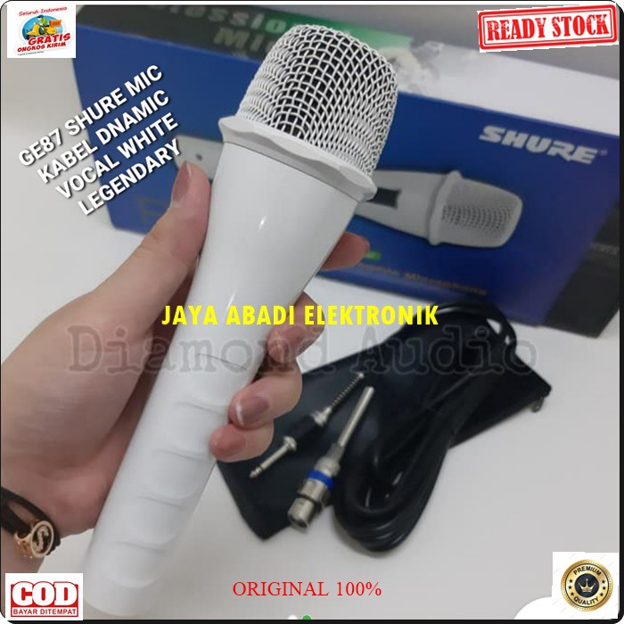 G87 SHURE legendary Mic kabel Microphone cable mik karaoke vocal vokal audio sound system pengeras suara pro profesional mikrophone dynamic legendaris white putih musik G87  BISA SEGALA JENIS AUDIO SYSTEM  TERBUAT DARI BESI METAL  Langsung nyala tanpa bat