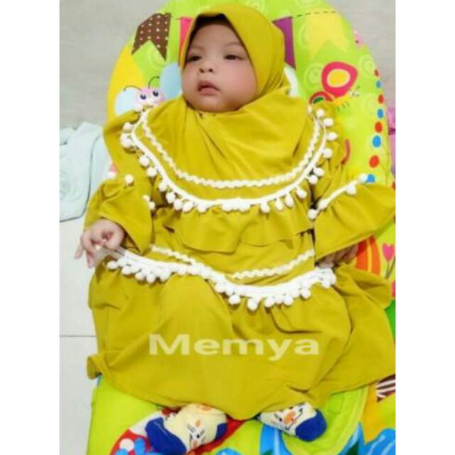 Gamis bayi perempuan newborn lucu / baju muslim hijab syar'i anak perempuan murah