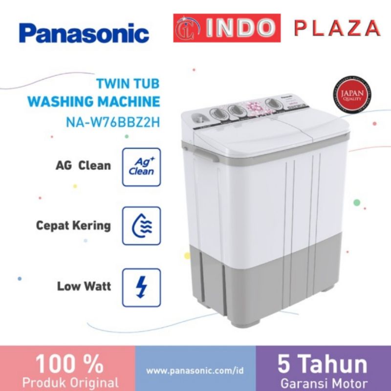 MESIN CUCI PANASONIC 2 TABUNG 7.5 KG / 7.5KG LOW WATT NA-W76BBZ