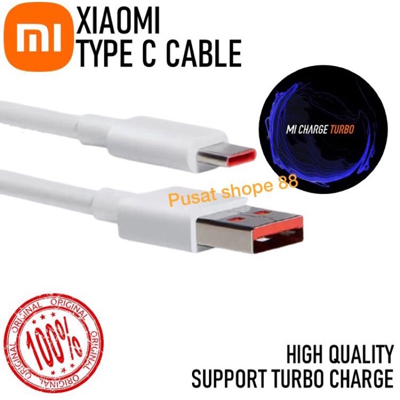 Kabel Data Xiaomi Poco X3 NFC / Poco X3 Pro / Poco F3 / Poco F2 Pro / Redmi Note 9 Pro / Note 10 Pro / Note 10S / Note 11 / Poco M2 Pro / Poco X2 / Mi 10T Pro / Mi 11 Lite / Mi Note 10 Pro Usb Type-C Mi Turbo Charge 33 Watt Original