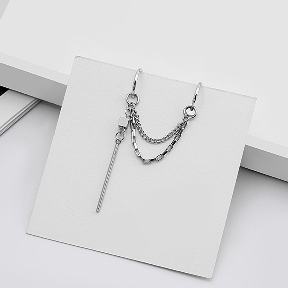1pc Anting Rantai Panjang Bahan Stainless Steel Gaya Punk Minimalis Untuk Pria Dan Wanita