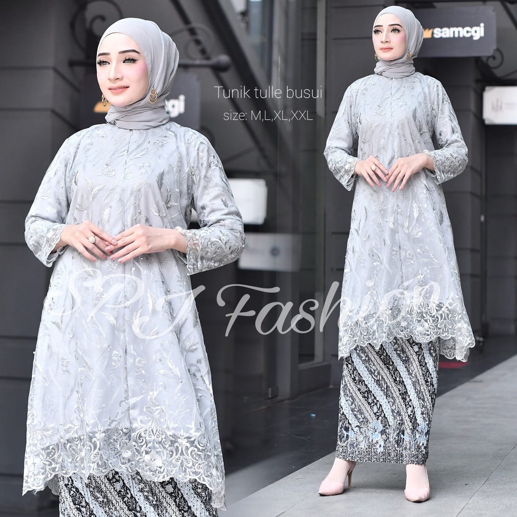 Best Setelan kebaya tunik tille busui Outfit Kebaya Tunik Tulle busui-kebaya Modern-Dress Pesta -dres Wisuda-tunik busi kondangan-kebaya modern-kepaya pesta-kebaya wisuda