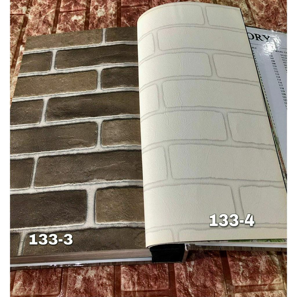 WALLPAPER DINDING BATA PUTIH COKLAT 3D VICTORY