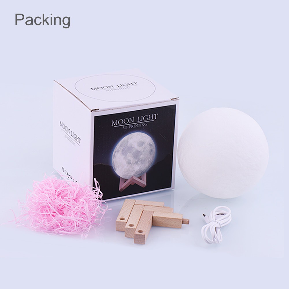 MPro lampu tidur aesthetic 3d Meja pentol Printed Moon Night Light Table Rechargeable Lamp 12cm 15cm AMT