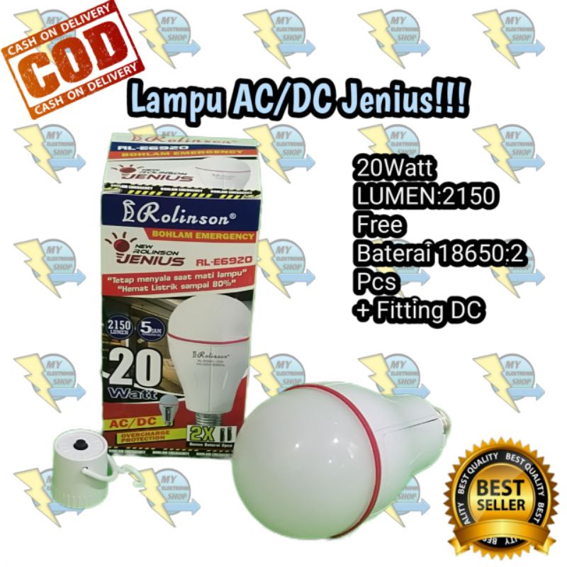 Lampu Emergency 20Watt LED Rolinson, Lampu AC/DC 20W LED, Lampu Magic, Lampu jenius, Lampu Ajaib Rolinson RL-E6920