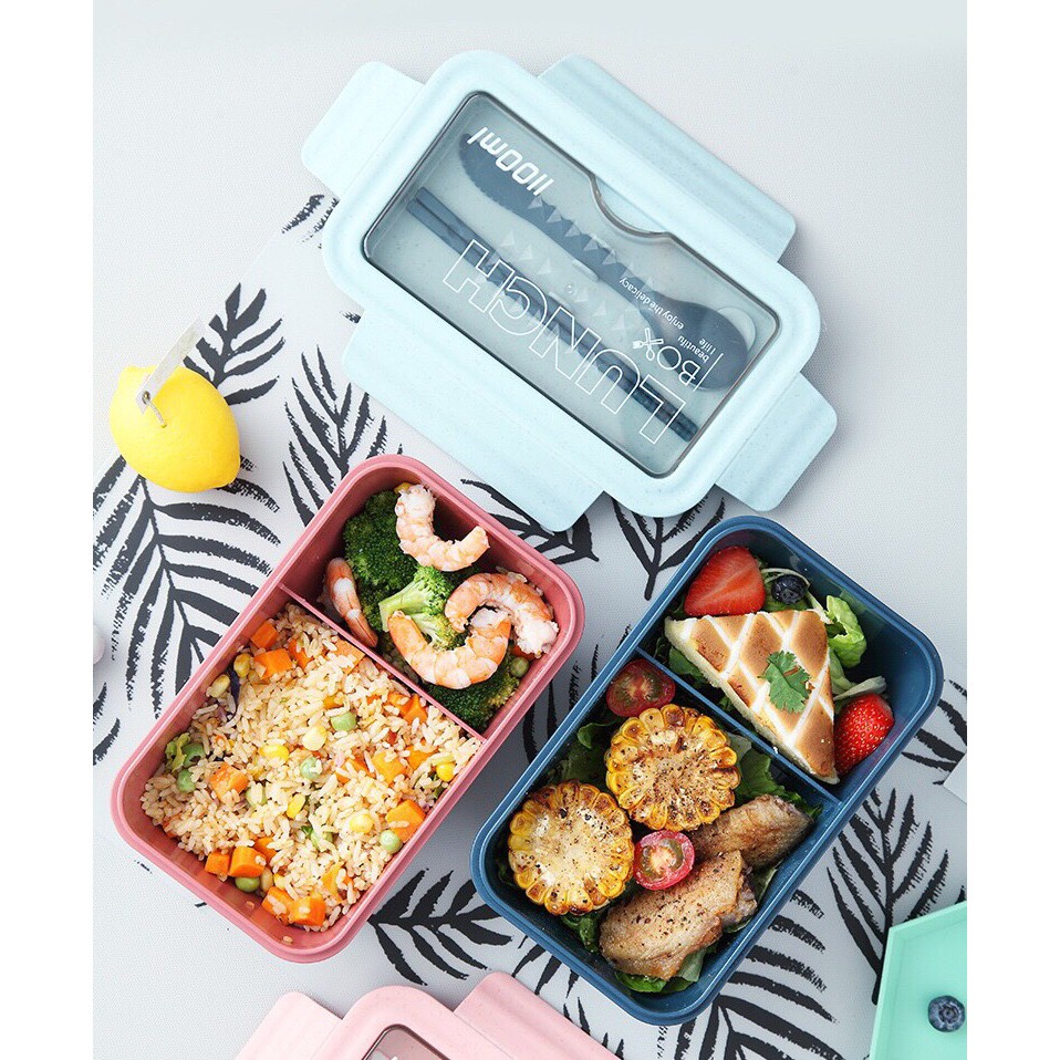 Aiko Lunch Box 1100 ml Kotak Bekal Makan LB-B003 - Kotak Makan Siang Bekal Quality Tebal Free Sendok Garfu