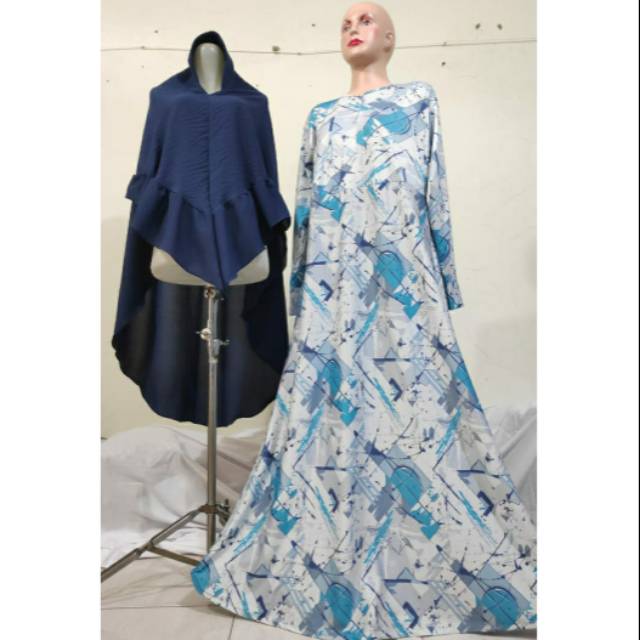 Gamis Set Khimar Non rempel - Motif Garis