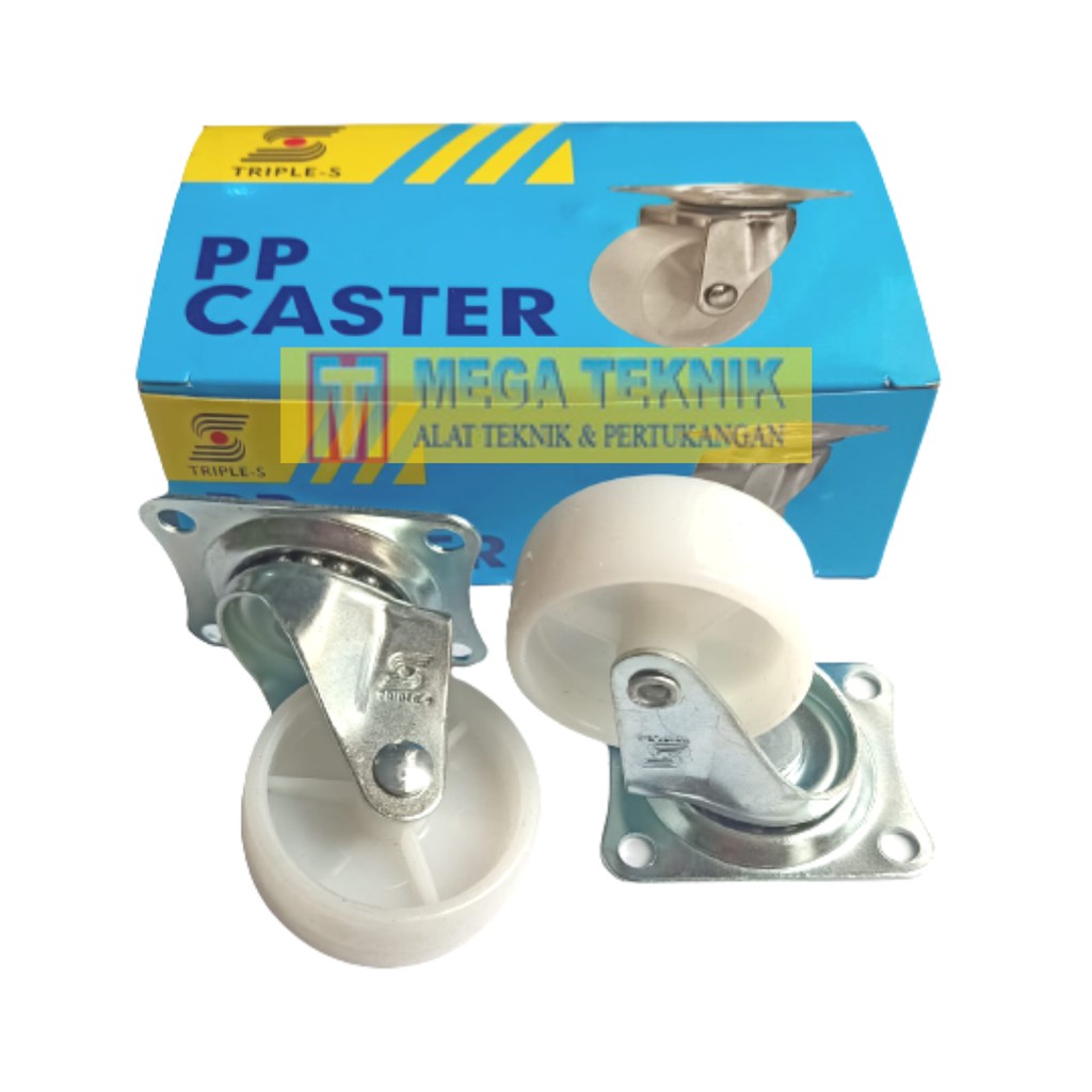 [4 Pcs] Roda Caster Nylon Putih 2 Inch Tanpa Rem - Roda Kursi Koper Troli