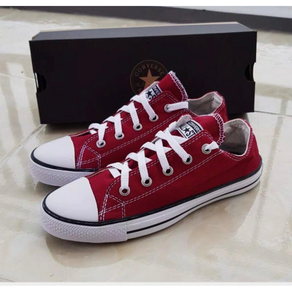 (2PCS = 1KG) COD SEPATU PRIA CASUAL CONVERSE LOW ALLSTAR CLASSIC MAROON HITAM NAVY ABU PUTIH KUNING-MAROON