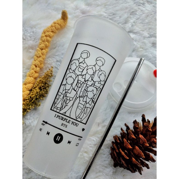 READY REUSABLE CUP BTS FREE PC + SEDOTAN STAINLESS