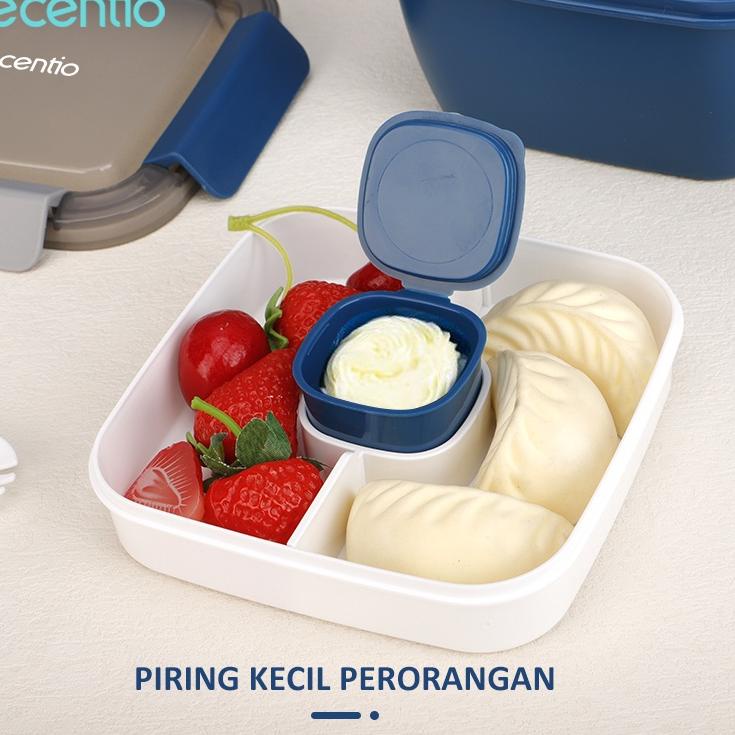 Super Promosi ecentio lunch box set dan tas tempat sup kotak makan 1100ml anti tumpah free sendok dan sauce cup